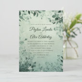 Sage Green Botanical Leaves Waterverf bruiloft Kaart (Staand voorkant)