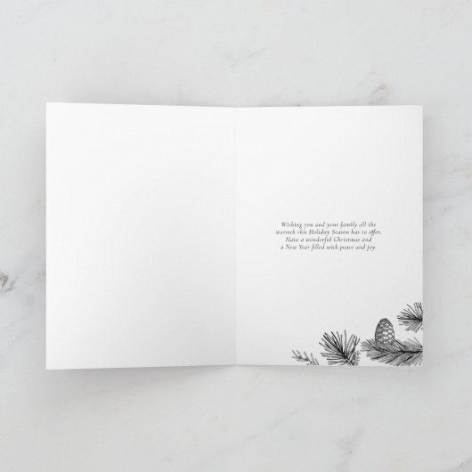 Sage Green Botanical Lijst Foto Kerst Feestdagen Kaart (Binnen)