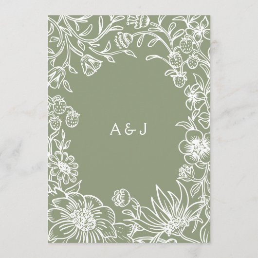  Sage Green Botanical Lijst Wedding Menu (Achterkant)