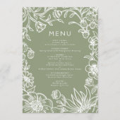  Sage Green Botanical Lijst Wedding Menu (Voorkant)