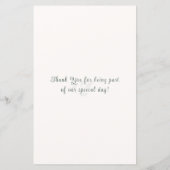 Sage Green Botanical Minimal Wedding Program Card (Achterkant)