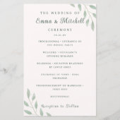 Sage Green Botanical Minimal Wedding Program Card (Voorkant)