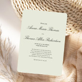 Sage Green Botanical Modern Script Wedding Kaart