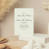 Sage Green Botanical Modern Script Wedding Kaart