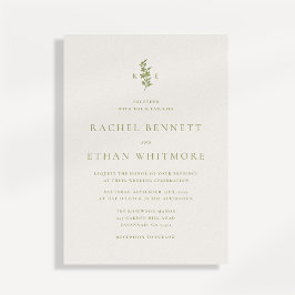 Sage Green Botanical Monogram Wedding Invitation Aankondiging