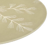 Sage Green Botanical Pattern Cream Hand Drawn Leaf Snijplank (Hoek)