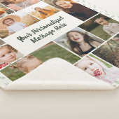 Sage Green Botanical Personalized 16 Photo Collage Sherpa Deken (3/4)