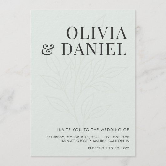 Sage Green Botanical Photo QR Code Wedding Kaart (Voorkant)