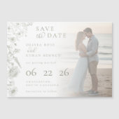 Sage Green Botanical Photo Wedding Save the Date  (Voorkant)