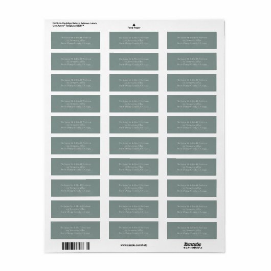 Sage Green Botanical Return Address Label (Full Sheet)