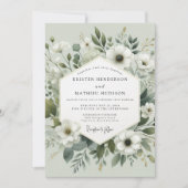 Sage Green Botanical Romance Wedding Kaart (Voorkant)