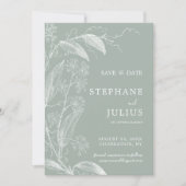Sage Green Botanical Save the Date Invitation Kaart (Voorkant)
