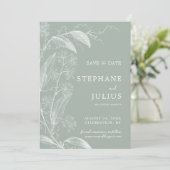 Sage Green Botanical Save the Date Invitation Kaart (Staand voorkant)