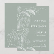 Sage Green Botanical Save the Date Invitation