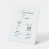 Sage Green Botanical Signature Drinks Wedding Reclamebord Met Voetstuk (Voorkant)