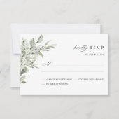 Sage Green Botanical Watercolor Elegant Wedding RSVP Kaartje (Voorkant)