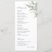 Sage Green Botanical Watercolor Wedding Ceremony Programmakaart (Achterkant)