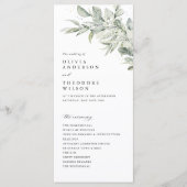 Sage Green Botanical Watercolor Wedding Ceremony Programmakaart (Voorkant)