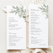 Sage Green Botanical Watercolor Wedding Ceremony Programmakaart