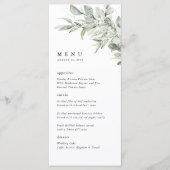 Sage Green Botanical Watercolor Wedding Dinner Menu (Voorkant)