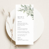 Sage Green Botanical Watercolor Wedding Dinner Menu