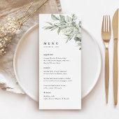 Sage Green Botanical Watercolor Wedding Dinner Menu