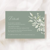 Sage Green Botanical Wedding Accommodation Informatiekaartje