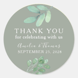 Sage Green Botanical Wedding Bedankt Sticker