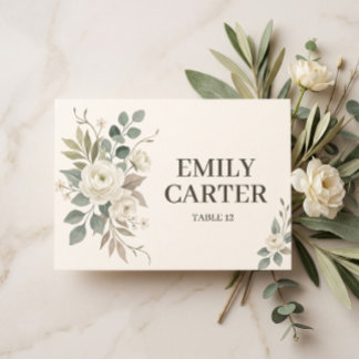Sage Green Botanical Wedding Place Card Plaatskaartje
