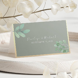 Sage Green Botanical Wedding Place Card Plaatskaartje
