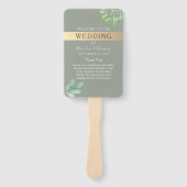 Sage Green Botanical Wedding Program Fan Handwaaier (Voorkant)