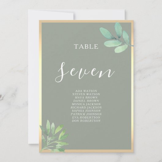 Sage Green Botanical Wedding Seating Chart (Voorkant)