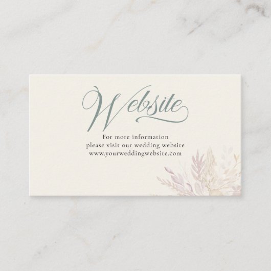 Sage Green Botanical Wedding Website Informatiekaartje (Voorkant)