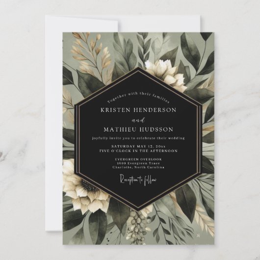 Sage Green Botanical Whimsy Wedding Kaart (Voorkant)