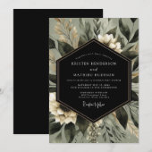 Sage Green Botanical Whimsy Wedding Kaart (Voorkant / Achterkant)