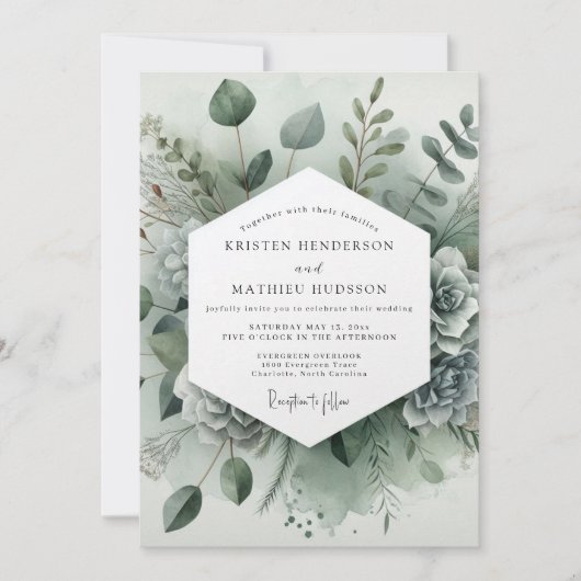 Sage Green Botanical Whimsy Wedding Kaart (Voorkant)