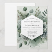 Sage Green Botanical Whimsy Wedding Kaart (Voorkant / Achterkant)