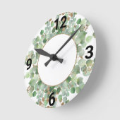 Sage Green Botanical White Gold 2 WALL CLOCK Ronde Klok (Hoek)