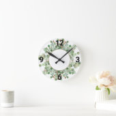 Sage Green Botanical White Gold WALL CLOCK Ronde Klok (Huis)