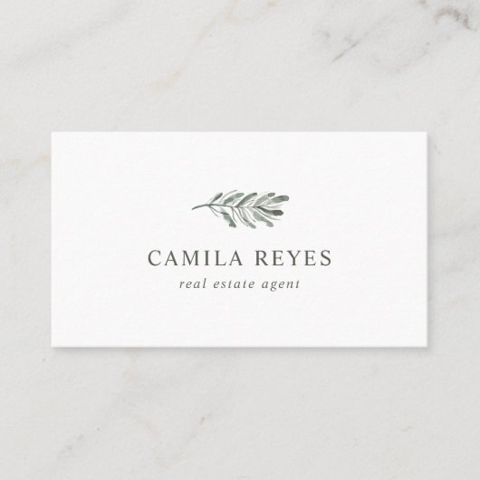 Sage Green Botanicals Real Estate Broker Greenery Visitekaartje (Voorkant)