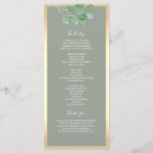 Sage Green Botanisch Huwelijksprogramma Programmakaart (Achterkant)