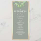 Sage Green Botanisch Huwelijksprogramma Programmakaart (Voorkant)