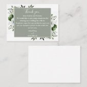 Sage Green Botanische Bloemen Huwelijk Dank u Plaatskaartje (Voorkant / Achterkant)