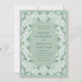 Sage Green Botanische Bloemen Huwelijk Kaart (Voorkant)