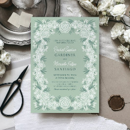 Sage Green Botanische Bloemen Huwelijk Kaart