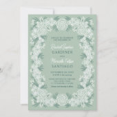 Sage Green Botanische Bloemen Huwelijk Kaart (Voorkant)