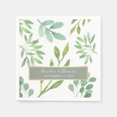Sage Green Botanische bruiloft servetten (Voorkant)
