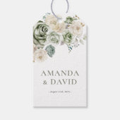 Sage Green Botanische Elegante Huwelijk Cadeaulabel (Voorkant)