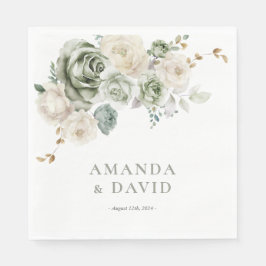 Sage Green Botanische Elegante Huwelijk Servet