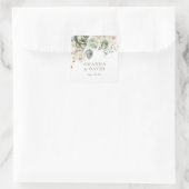 Sage Green Botanische Elegante Huwelijk Vierkante Sticker (Tas)